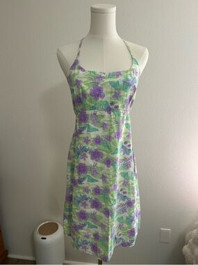 Purple  and Green Floral Women's Mini Dress